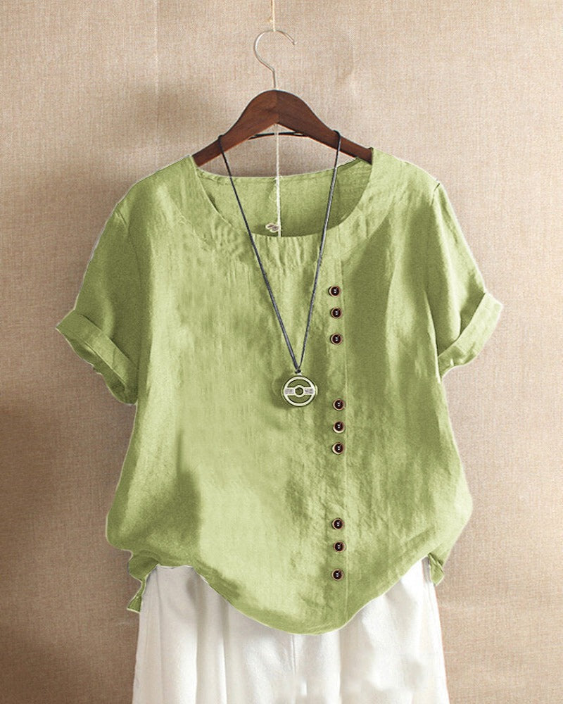 Asymmetrical Button Tunic Top